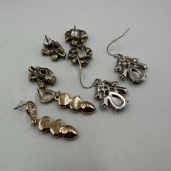 3/$30 Earring Lot Pierced Statement Crystal Rhinestone Teardrop Jewel Dangle - Picture 9 of 15